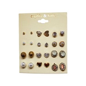12 pair Earrings Pearl's, Rhinestones, CZ